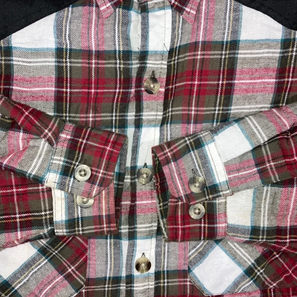Dickies Flannel Shirt Shacket Jacket Men L Red Plaid Quilted Nylon Yoke Workwear